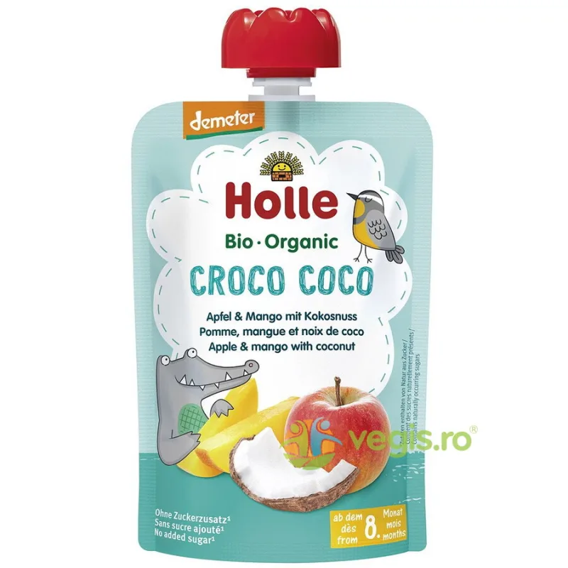 Piure pentru Copii cu Mere, Mango si Cocos +8 Luni Ecologic/Bio 100g HOLLE — preț și oferte