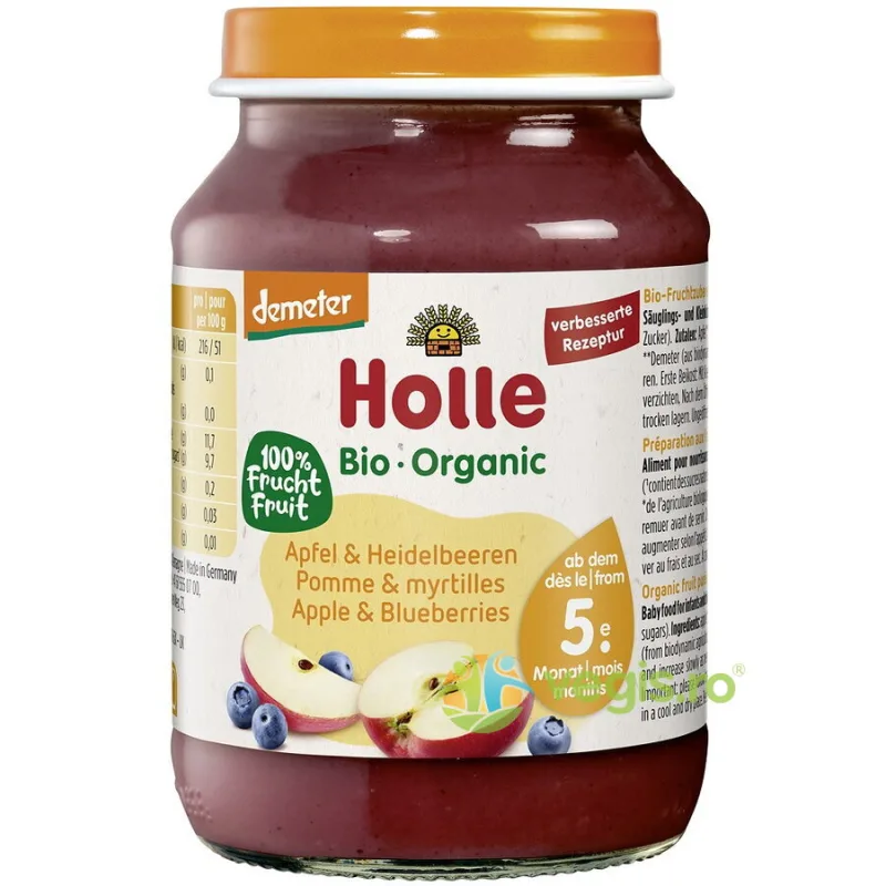 Piure pentru Copii cu Mere si Afine +5 Luni Ecologic/Bio 190g HOLLE — preț și oferte