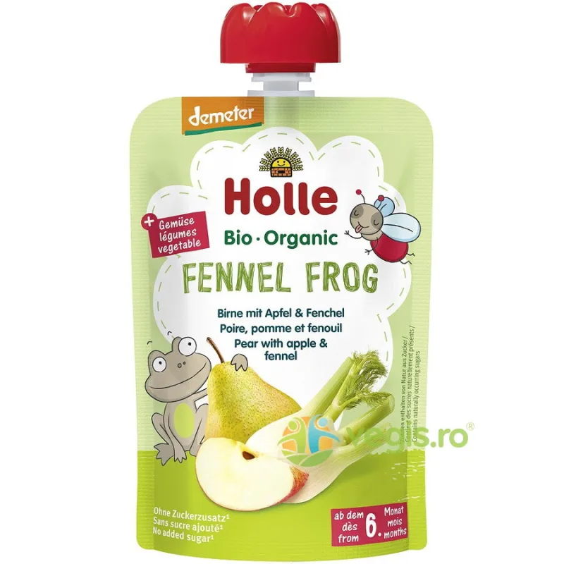 Piure pentru Copii cu Pere, Mere si Fenicul +6 Luni fara Zahar Ecologic/Bio 100g HOLLE — preț și oferte