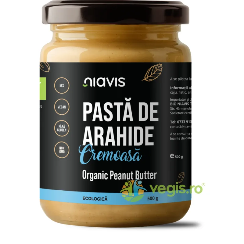 Pasta de Arahide Cremoasa fara Gluten Ecologica/Bio 500g NIAVIS — preț și oferte