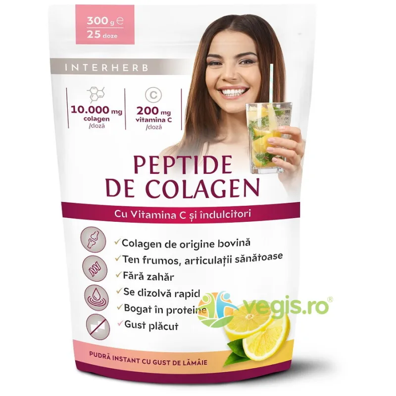 Peptide de Colagen Pudra cu Aroma de Lamaie 300g INTERHERB — preț și oferte