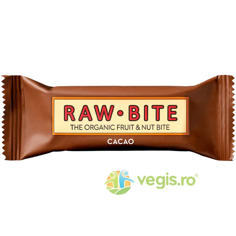 Baton Raw cu Cacao fara Zahar Adaugat si fara Gluten Ecologic/Bio 50g RAW BITE — preț și oferte