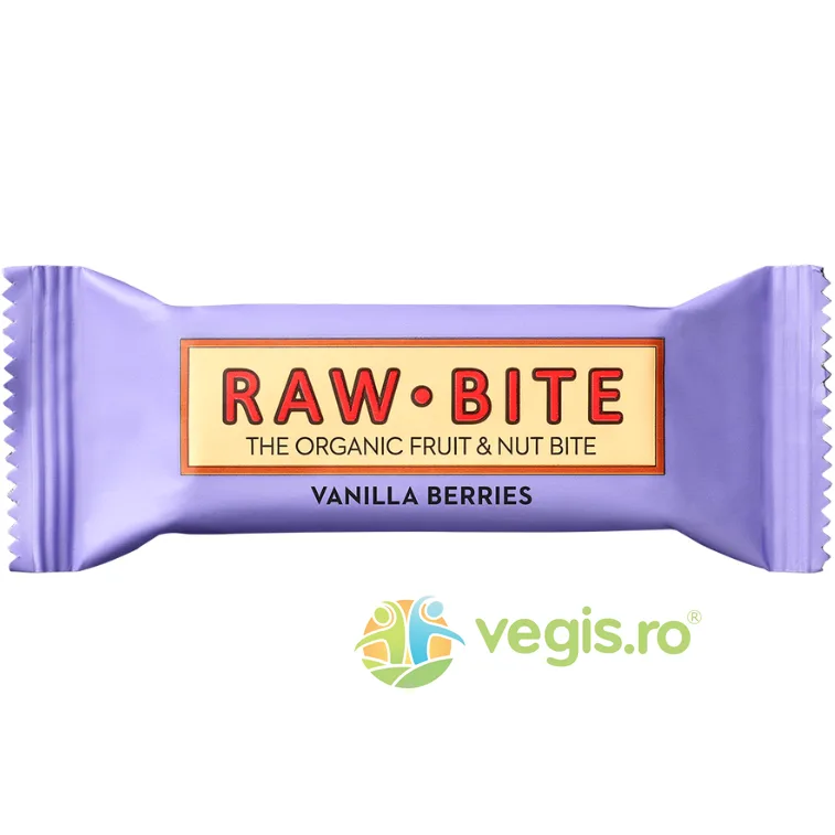 Baton Raw cu Fructe de Padure si Vanilie fara Zahar Adaugat si fara Gluten Ecologic/Bio 50g RAW BITE — preț și oferte