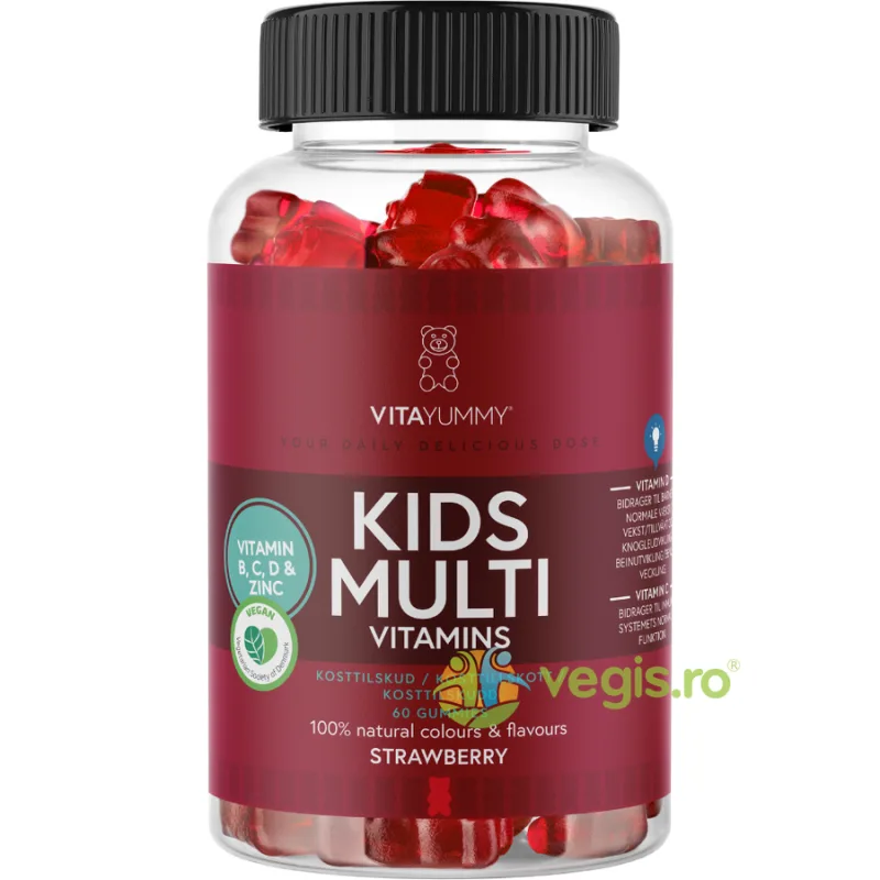 Multivitamine pentru Copii Jeleuri Vegane cu Aroma de Capsuni 60buc VITAYUMMY — preț și oferte