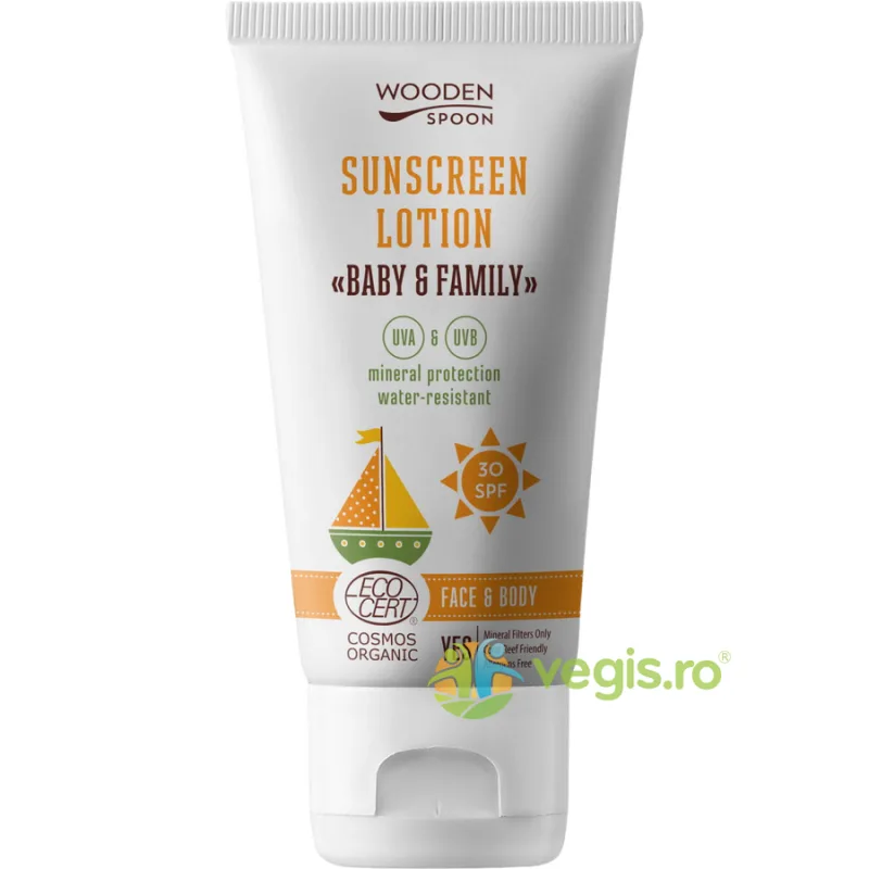 Lotiune Protectie Solara SPF30 pentru Bebelusi, Copii si Adulti Bio 150ml WOODEN&nbsp;SPOON — preț și oferte
