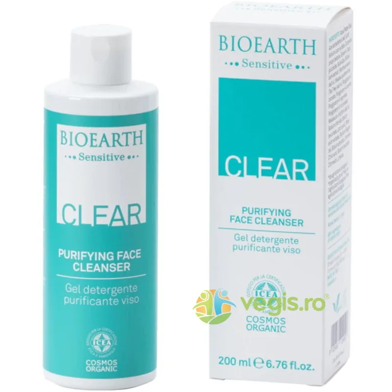 Gel de Curatare Purificator pentru Ten Mixt, Gras, cu Acnee 200ml Bioearth — preț și oferte