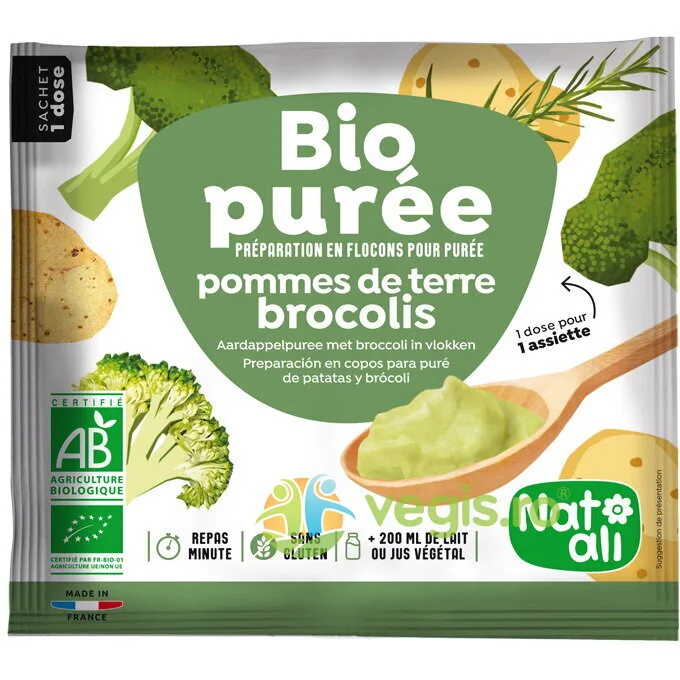 Piure Instant de Cartofi si Broccoli fara Gluten Ecologic/Bio 30g NAT-ALI — preț și oferte