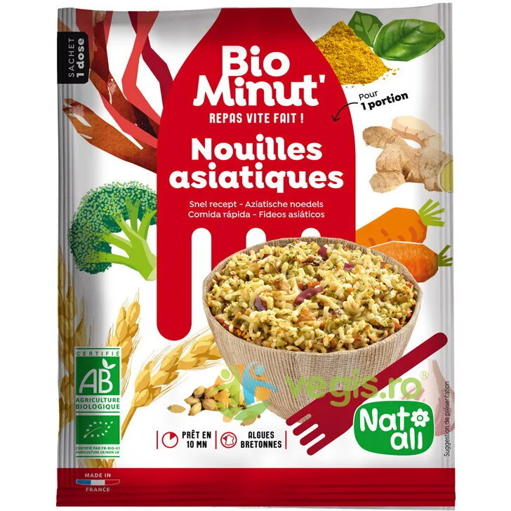 Taitei (Noodles) Instant in Stil Asiatic Ecologici/Bio 80g NAT-ALI — preț și oferte