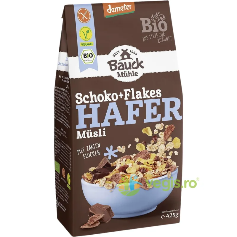 Musli cu Fulgi si Picaturi de Ciocolata fara Gluten Demeter Ecologic/Bio 425g BAUCKHOF — preț și oferte
