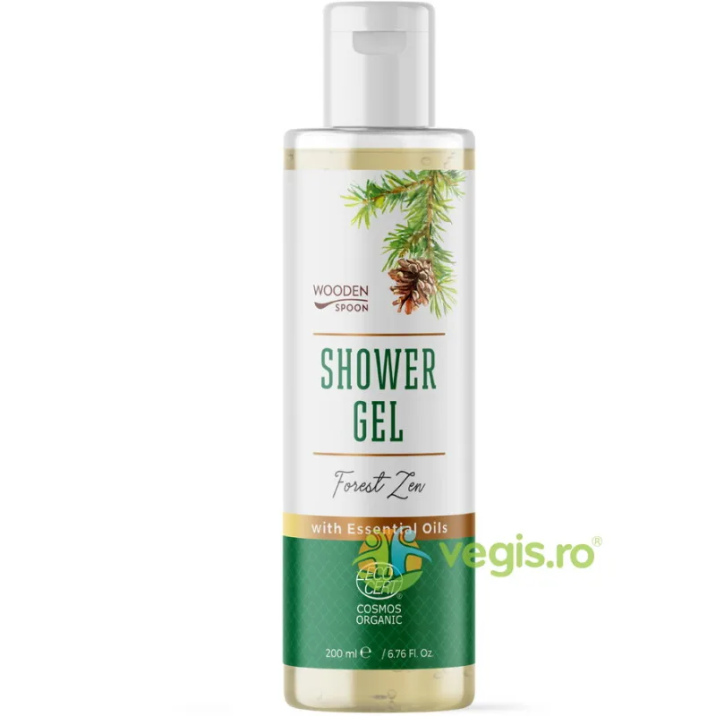 Gel de Dus cu Busuioc si Pin Forest Zen Bio 200ml WOODEN SPOON — preț și oferte