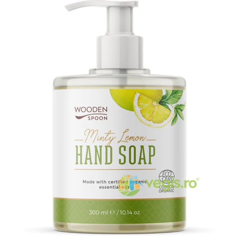 Sapun Lichid pentru Maini cu Menta si Lamaie Bio 300ml WOODEN&nbsp;SPOON — preț și oferte