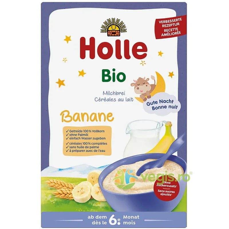 Terci cu Lapte si Banane pentru Copii +6 Luni fara Zahar Ecologic/Bio 250g HOLLE — preț și oferte