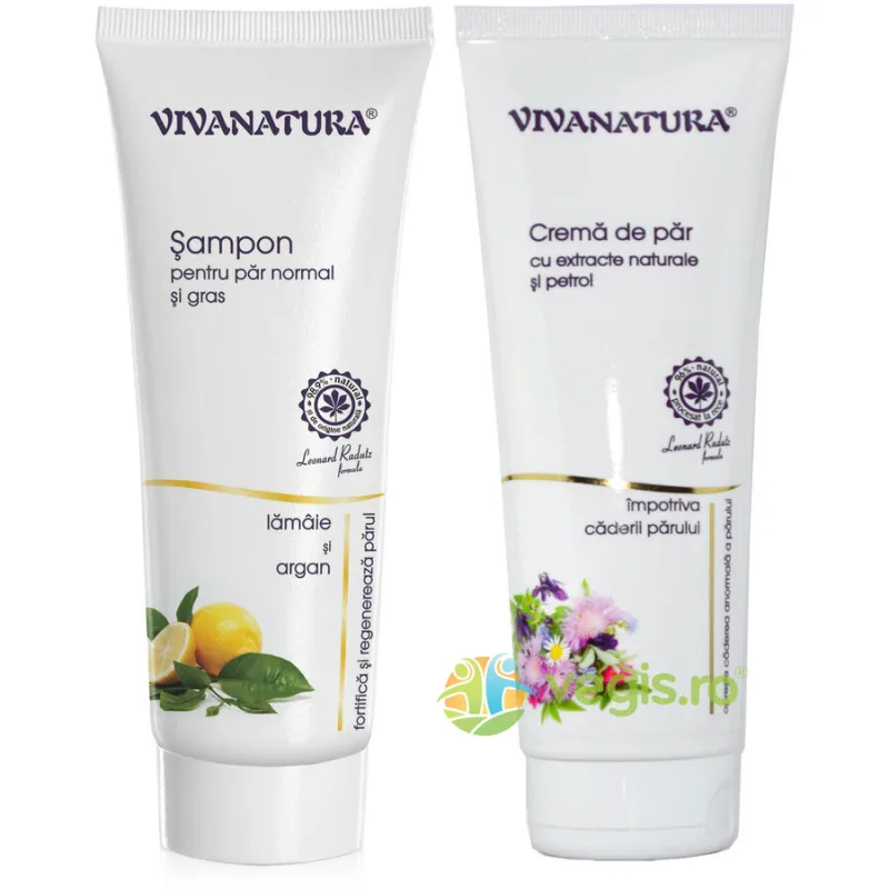 Sampon Natural cu Lamaie si Argan 250ml + Crema Impotriva Caderii Parului 250ml Pachet PROMO VIVA&nbsp;NATURA — preț și oferte