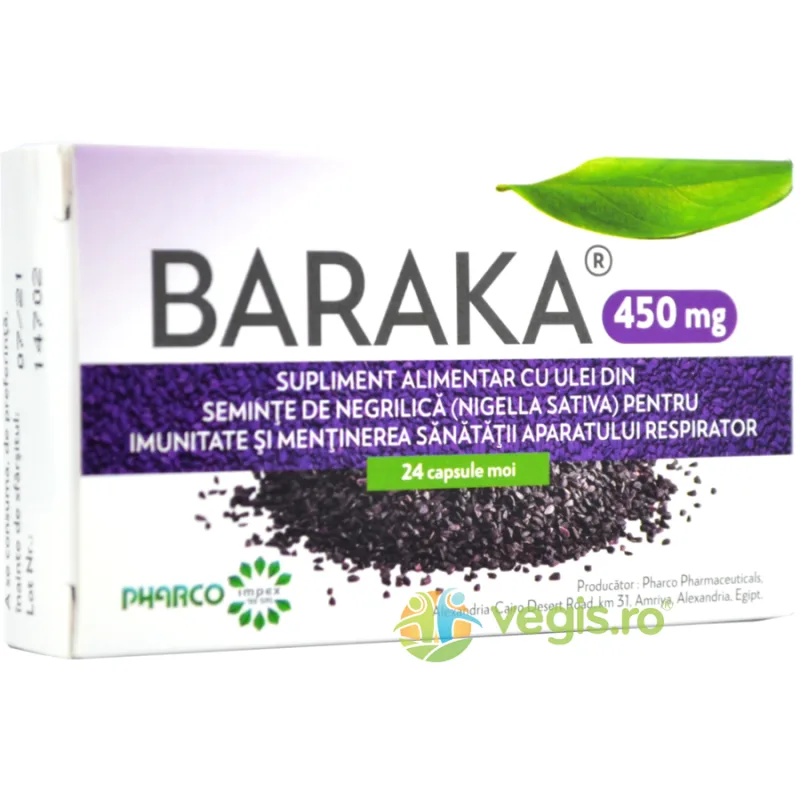 Baraka 450mg Negrilica (Chimen negru) 24cps moi PHARCO — preț și oferte