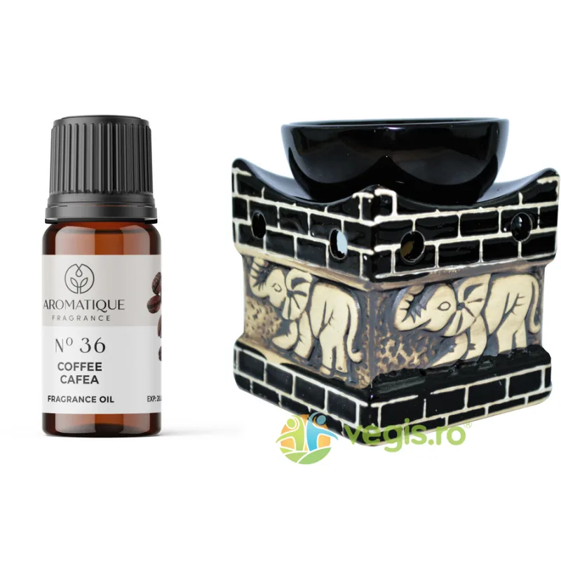 Set Ulei Aromat de Cafea Nr.36 10ml AROMATIQUE + Suport Mare pentru Ulei Aromat Elefant BISPOL EXCLUSIV — preț și oferte