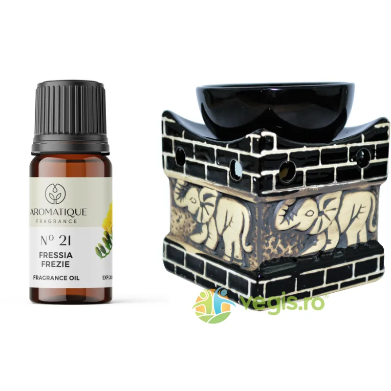 Set Ulei Aromat de Frezie Nr.21 10ml AROMATIQUE + Suport Mare pentru Ulei Aromat Elefant BISPOL EXCLUSIV — preț și oferte
