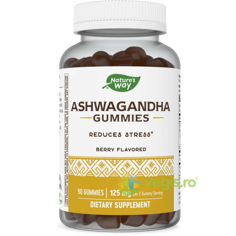 Ashwagandha Gummy 125mg cu Aroma de Fructe de Padure 90 jeleuri Secom, Nature's Way — preț și oferte