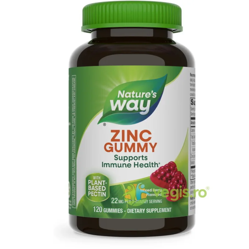 Zinc Gummy 22mg cu Aroma de Fructe de Padure 120 jeleuri Secom, Nature's Way — preț și oferte