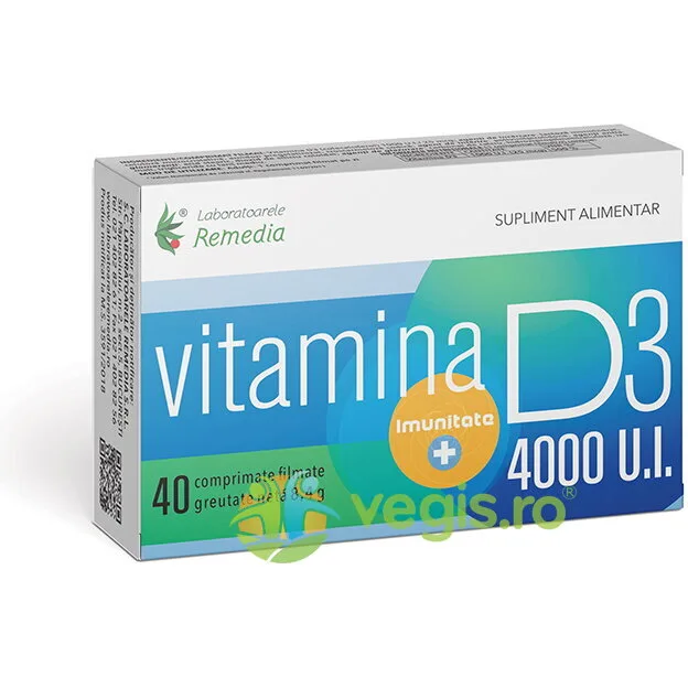Vitamina D3 4000UI 40cpr REMEDIA — preț și oferte