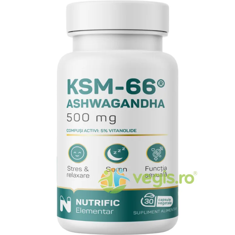 Ashwagandha KSM 500mg 30cps vegetale NUTRIFIC — preț și oferte