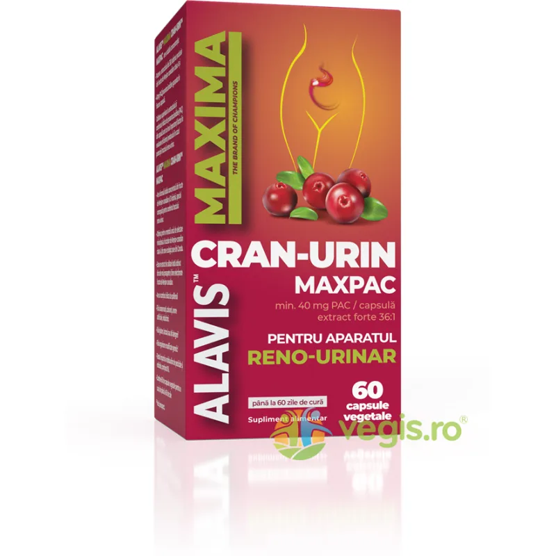 Cran-Urin Maxpac (Confortul Aparatului Reno-Urinar) 60cps vegetale ALAVIS MAXIMA — preț și oferte