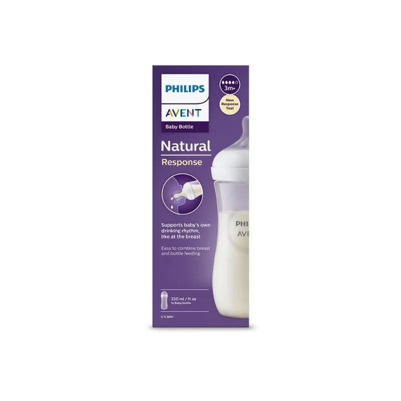 Biberon Natural Response, 3 luni +, tetina debit mediu, 330 ml, Philips Avent — preț și oferte