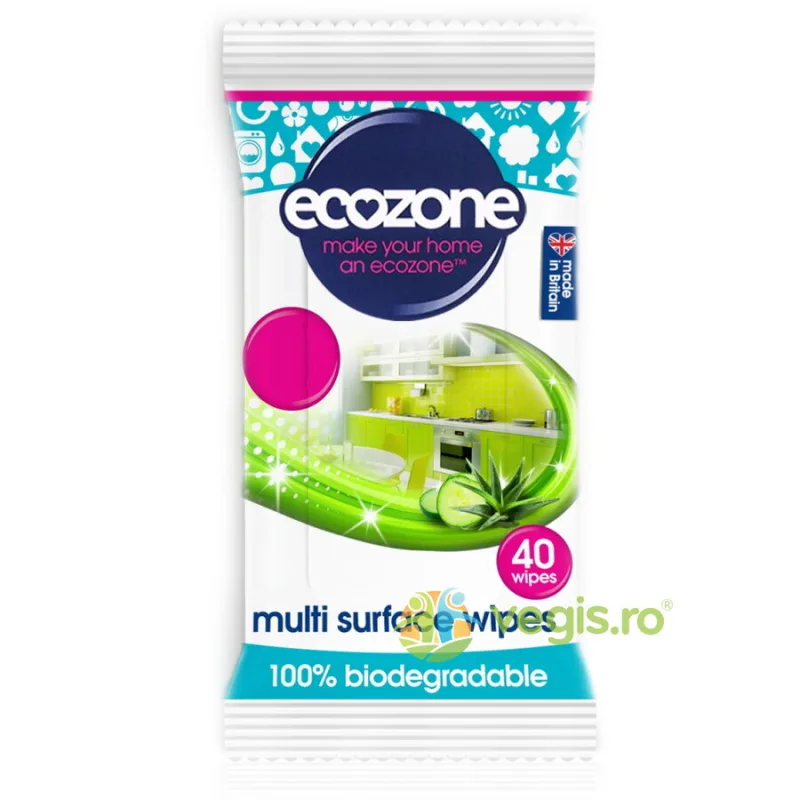 Servetele Umede pentru Curatare Multisuprafete cu Aloe Vera si Castravete 40buc ECOZONE — preț și oferte