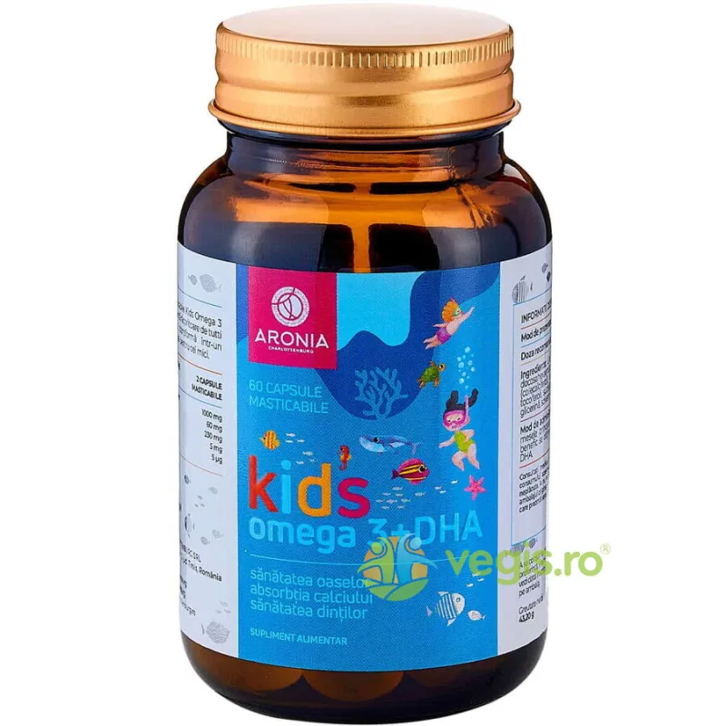 Kids Omega 3 + DHA pentru Cresterea si Dezvoltare Sanatoasa a Copiilor 60cps masticabile ARONIA CHARLOTTENBURG — preț și oferte