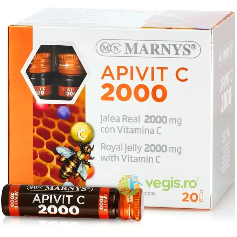 Apivit C 2000 - Laptisor de Matca + Vitamina C pentru Energie, Imunitate, Reducerea Oboselii 20 fiole MARNYS — preț și oferte