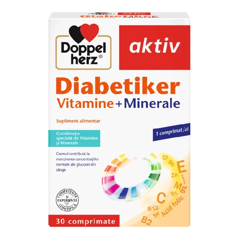 Vitamine si minerale Diabetiker Aktiv, 30 comprimate, Doppelherz — preț și oferte