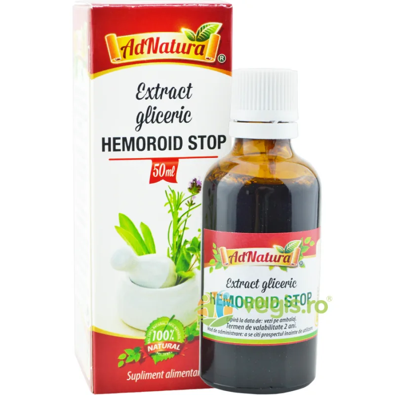 Extract Gliceric Hemoroid Stop fara Alcool 50ml ADNATURA — preț și oferte