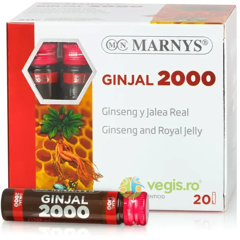 Ginjal 2000 - Laptisor de Matca cu Ginseng si Vitamina C pentru Energie, Vitalitate, Rezistenta si Protectie Imunitara 20 fiole MARNYS — preț și oferte