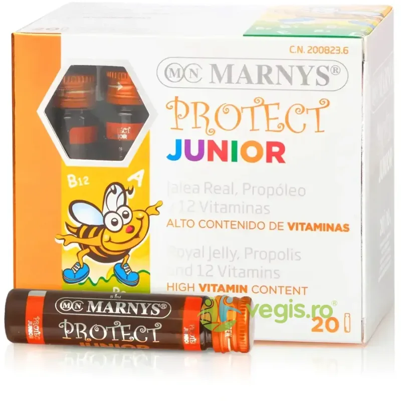 Junior Protect - Complex pentru Imunitatea Copiilor cu Laptisor de Matca, Propolis si 12 Vitamine 20 fiole MARNYS — preț și oferte
