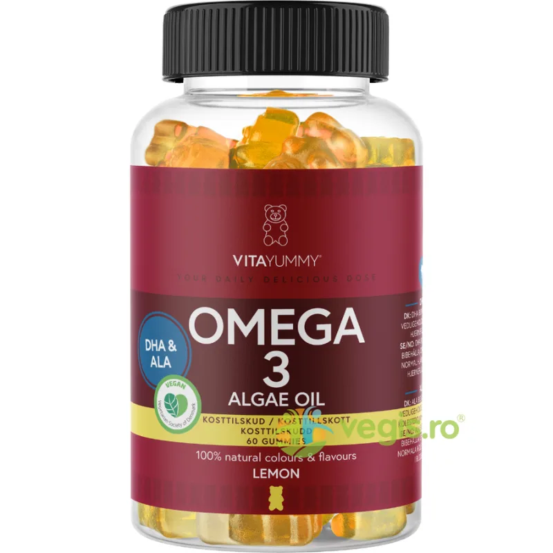 Omega 3 Jeleuri Vegane cu Aroma de Lamaie 60buc VITAYUMMY — preț și oferte