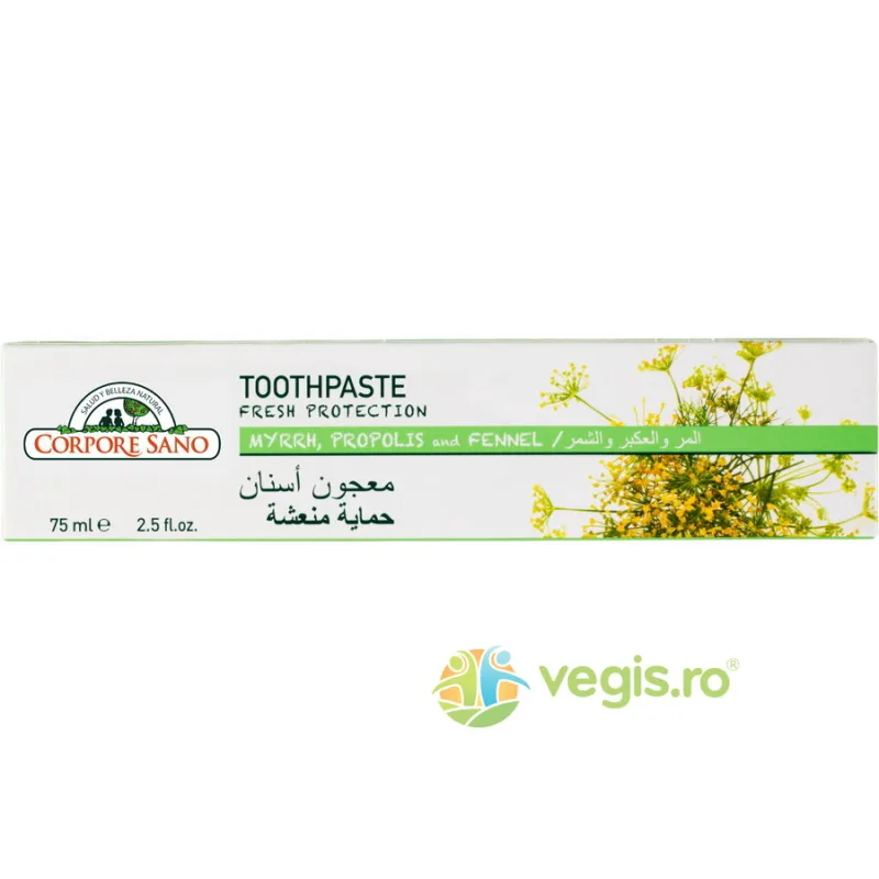 Pasta de Dinti cu Smirna, Propolis si Fenicul fara Fluor pentru Protectie si Prospetime 75ml Corpore Sano — preț și oferte