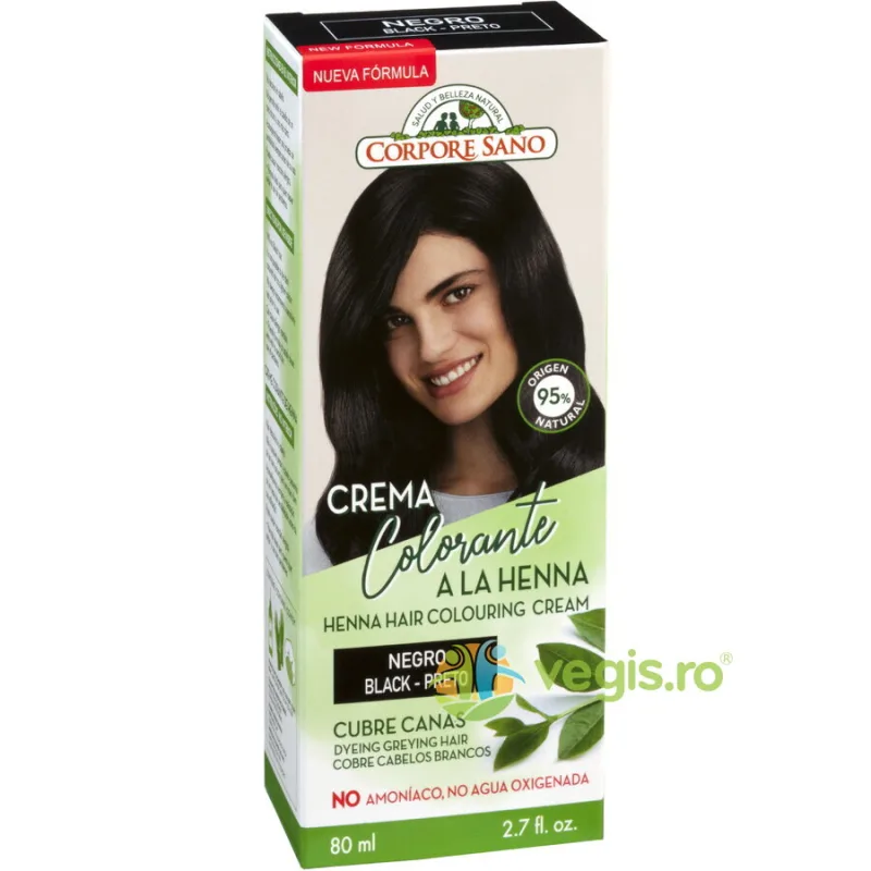 Vopsea Henna Crema Semipermanenta - Negru 80ml Corpore Sano — preț și oferte