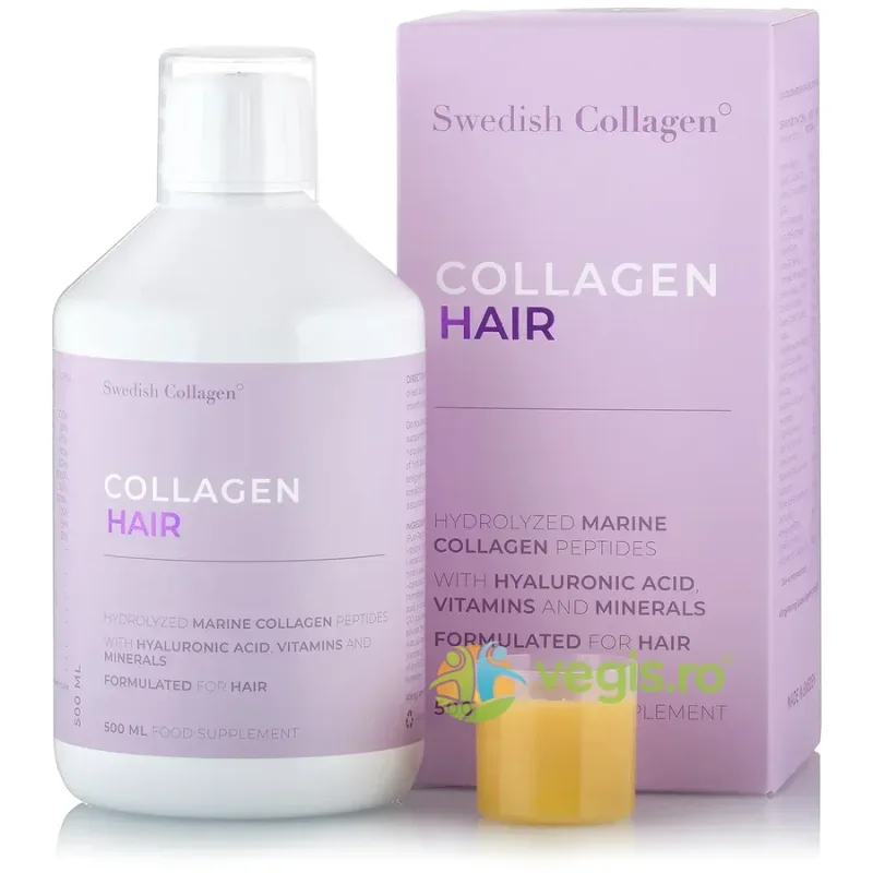Formula Speciala pentru Par cu Colagen Lichid Hidrolizat Tip 1 si 3 cu 2500mg, Acid Hialuronic 100mg, Retinol 800mcg, Biotina 5000mcg, Vitamine 500ml SWEDISH COLAGEN — preț și oferte