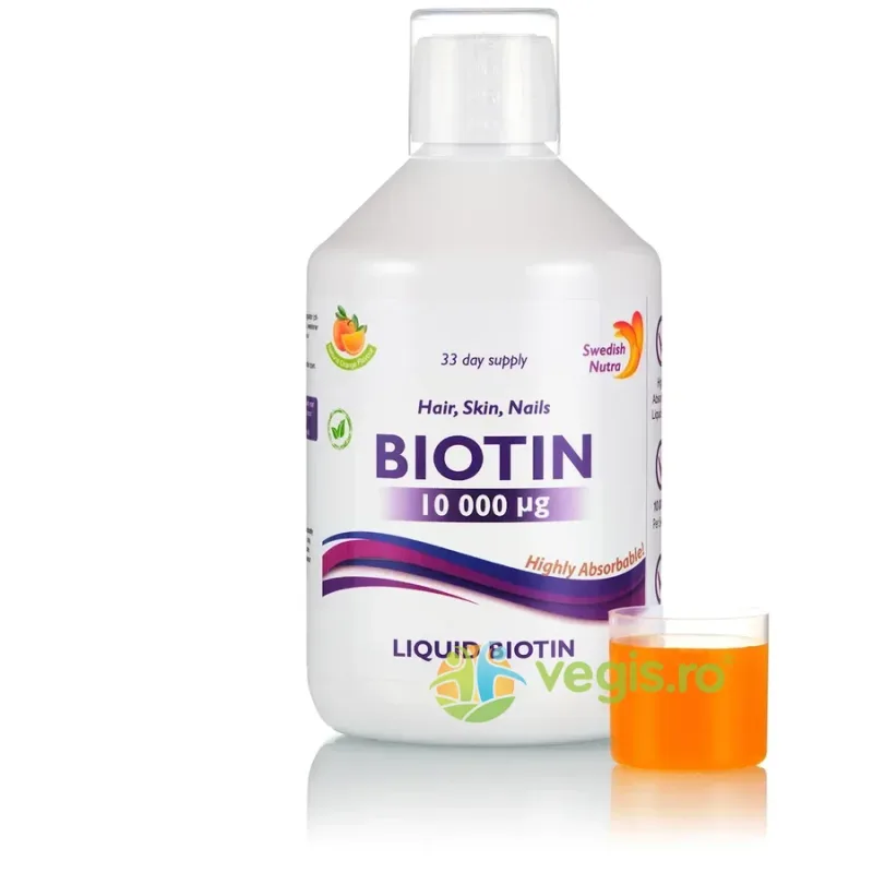 Biotina Lichida 10000mcg pentru Par, Piele, Unghii si Energie 500ml SWEDISH NUTRA — preț și oferte
