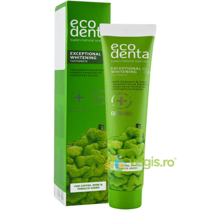 Pasta de Dinti pentru Albire cu Ulei de Bergamota, Lamaie si Kalident 75ml ECODENTA — preț și oferte