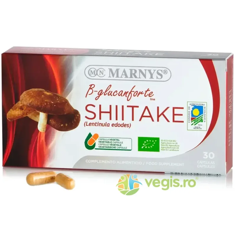 Shiitake (Lentinula Edodes) - Antibacterian, Antioxidant, Imunitate, Energie 30cps vegetale MARNYS — preț și oferte
