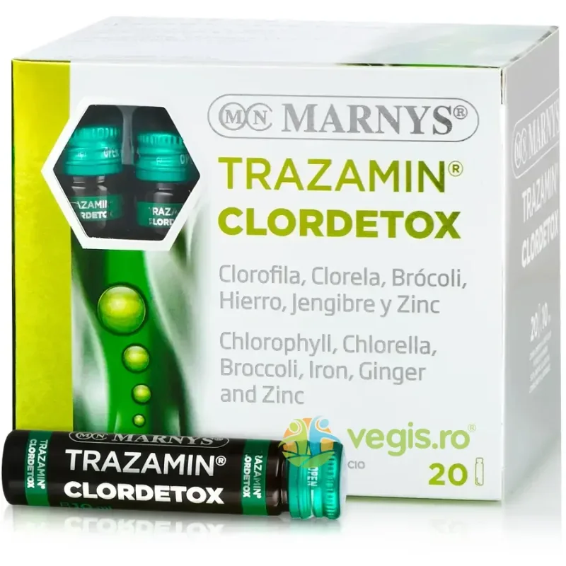 Tramazin Clordetox cu 6 Ingrediente Active pentru Detoxifiere, Colon, Eliminarea Metalelor Grele din Organism 20 fiole MARNYS — preț și oferte