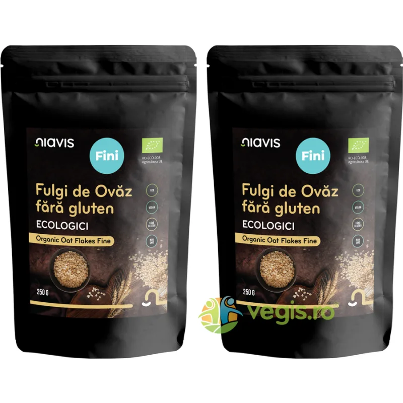 Pachet Fulgi de Ovaz Fini fara Gluten Ecologici/Bio 250g+250g NIAVIS — preț și oferte