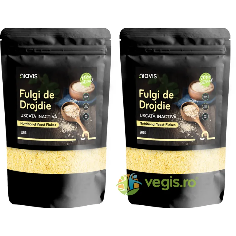 Pachet Fulgi de Drojdie Uscata Inactiva 200g+200g NIAVIS — preț și oferte