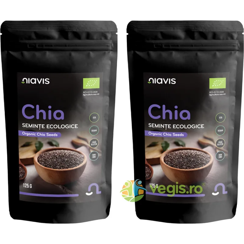 Pachet Seminte de Chia Ecologice/Bio 125g+125g NIAVIS — preț și oferte