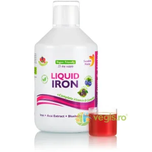Fier Lichid - Complex cu 15 Ingrediente Active: Fier, Vitamina C, Complex B, Acai, Afine, Mix de Fructe si Verdeturi 500ml