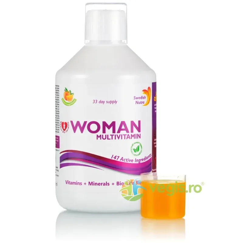 Multivitamine Lichide pentru Femei cu 147 Ingrediente Active: Vitamine, Minerale, Aminoacizi si Verdeturi 500ml SWEDISH NUTRA — preț și oferte