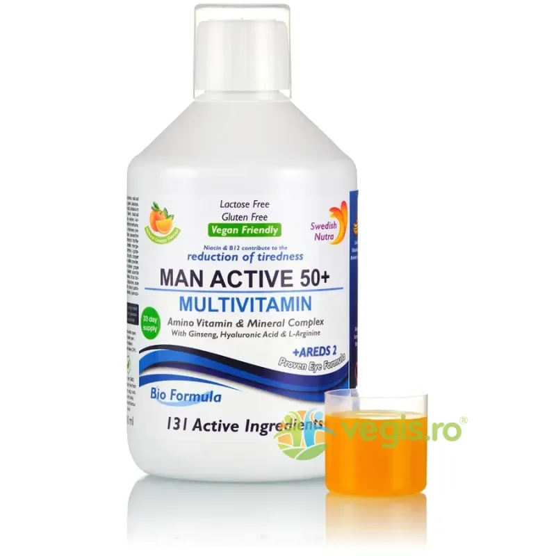 Multivitamine Lichide pentru Barbati 50+ cu 131 Ingrediente: Vitamine, Minerale, Aminoacizi si Bio Active Life Blend 500ml SWEDISH NUTRA — preț și oferte