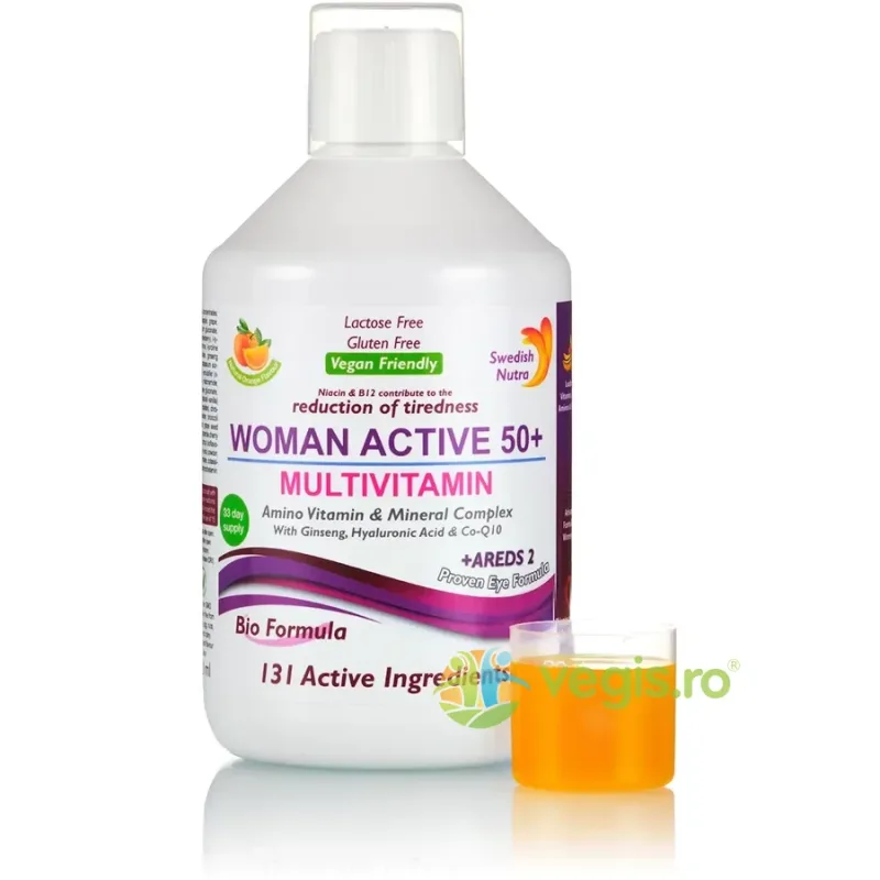 Multivitamine Lichide pentru Femei 50+ cu 131 Ingrediente: Vitamine, Minerale, Aminoacizi, Mix de Verdeturi, Fructe si Alte Extracte 500ml SWEDISH NUTRA — preț și oferte