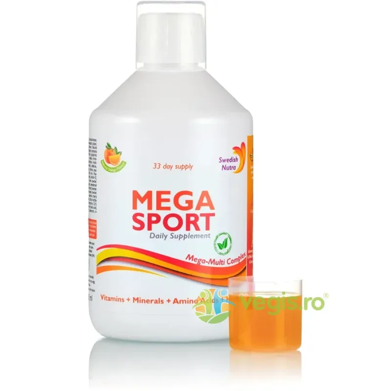 Mega Sport – Complex Lichid cu 147 Ingrediente Active: Aminoacizi 1500mg, Vitamine, Minerale si Verdeturi 500ml SWEDISH NUTRA — preț și oferte