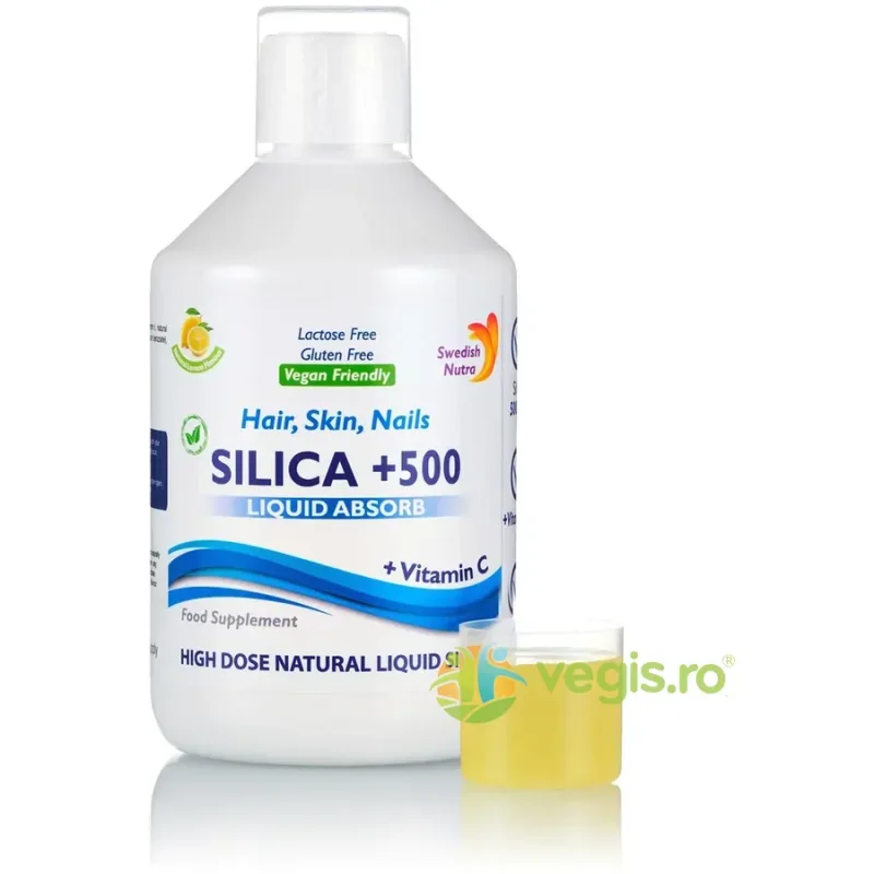 Siliciu Lichid 500mg + Vitamina C pentru Par, Piele, Unghii, Articulatii 500ml SWEDISH NUTRA — preț și oferte